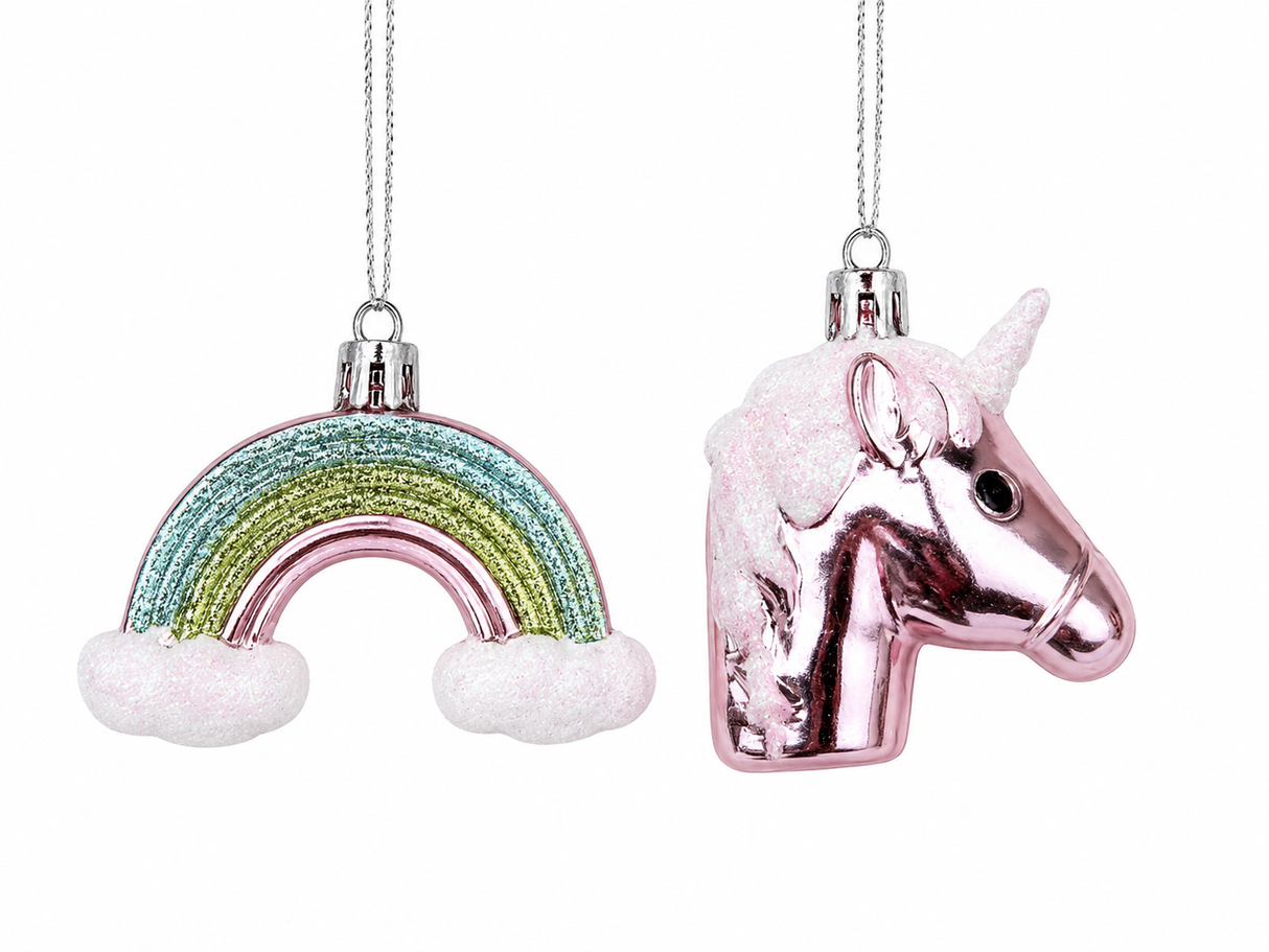 Glitter Unicorn/Rainbow Christmas Tree Decoration by Kaemingk