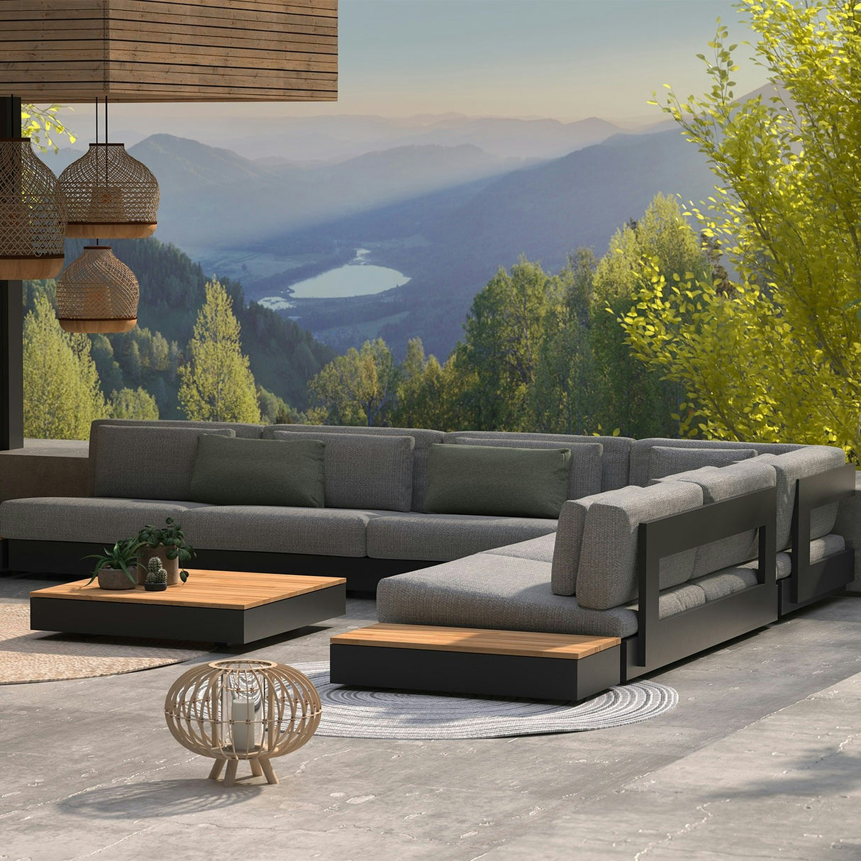 4 Seasons Outdoors Ibiza Corner Modular Sofa with Coffee Table and Side Table - Mill Race Garden Centre