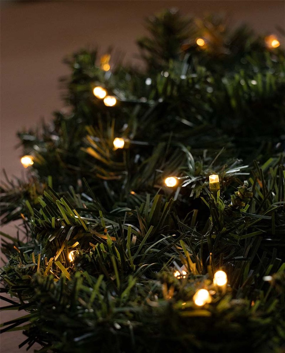 Indoor and Outdoor 60cm Battery Operated Imperial Wreath 50 LED Warm White by Kaemingk - Mill Race Garden Centre