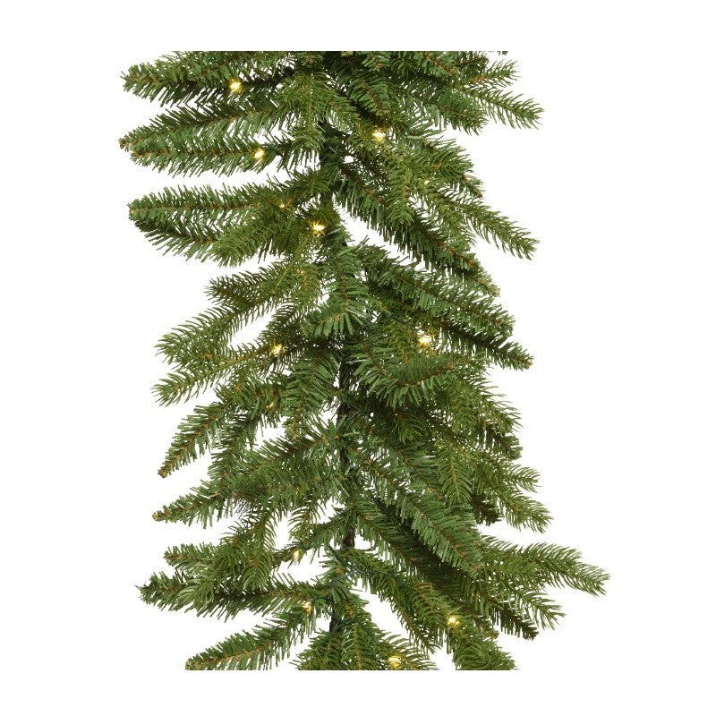 Kaemingk 270cm Green Pre-Lit Allison Christmas Garland – 80 Battery Warm White Micro LEDs