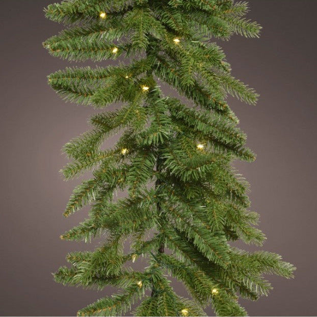 Kaemingk 270cm Green Pre-Lit Allison Christmas Garland – 80 Battery Warm White Micro LEDs