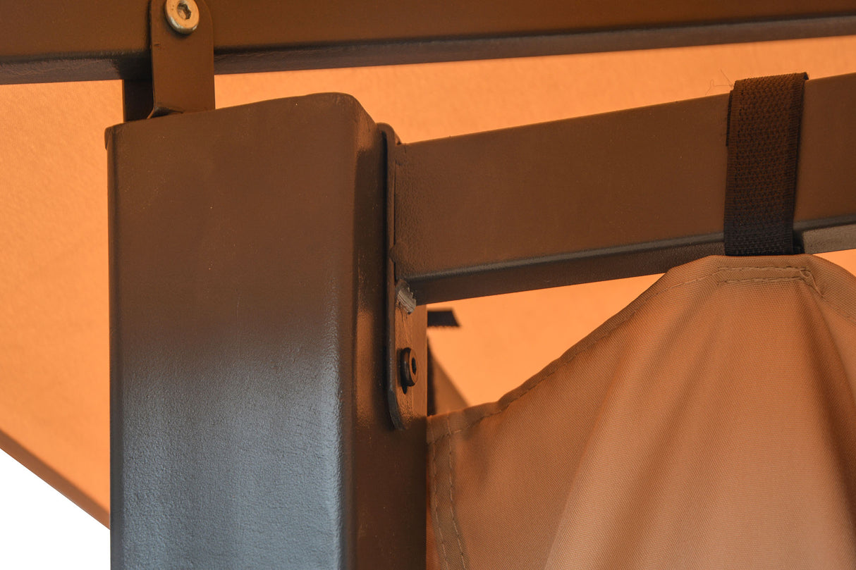 Eden Rectangular Gazebo with Curtains in Taupe (4m x 3m) - Mill Race Garden Centre