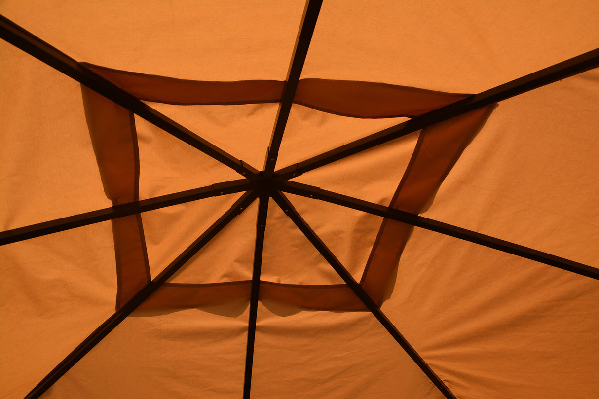 Eden Rectangular Gazebo with Curtains in Taupe (4m x 3m) - Mill Race Garden Centre