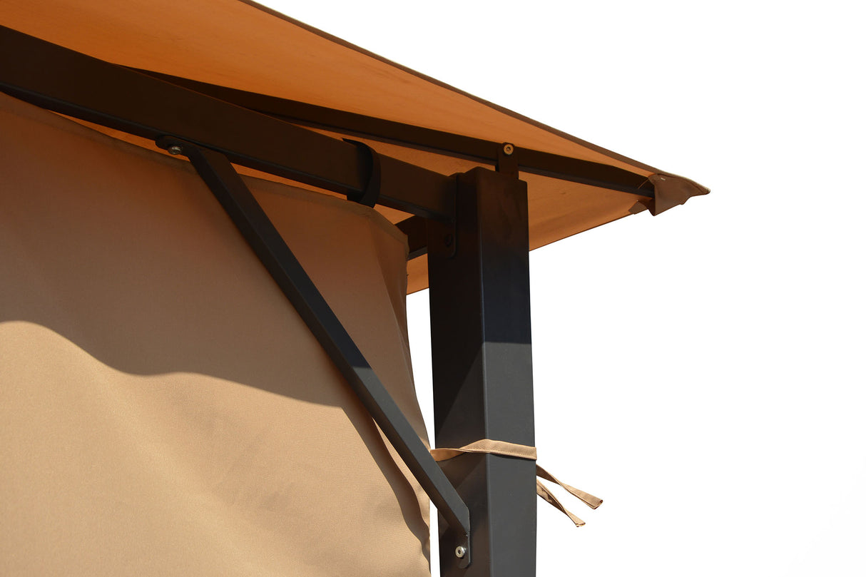 Eden Rectangular Gazebo with Curtains in Taupe (4m x 3m) - Mill Race Garden Centre