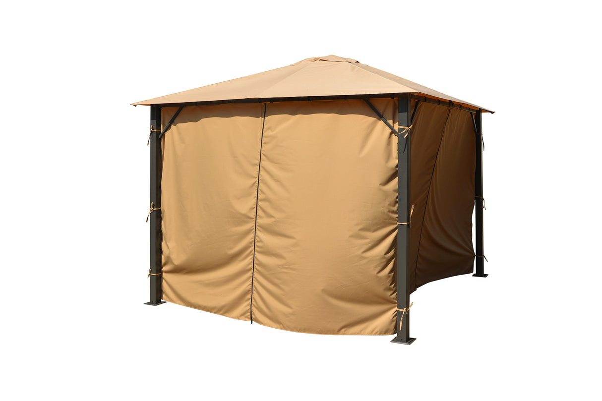 Eden Rectangular Gazebo with Curtains in Taupe (4m x 3m) - Mill Race Garden Centre