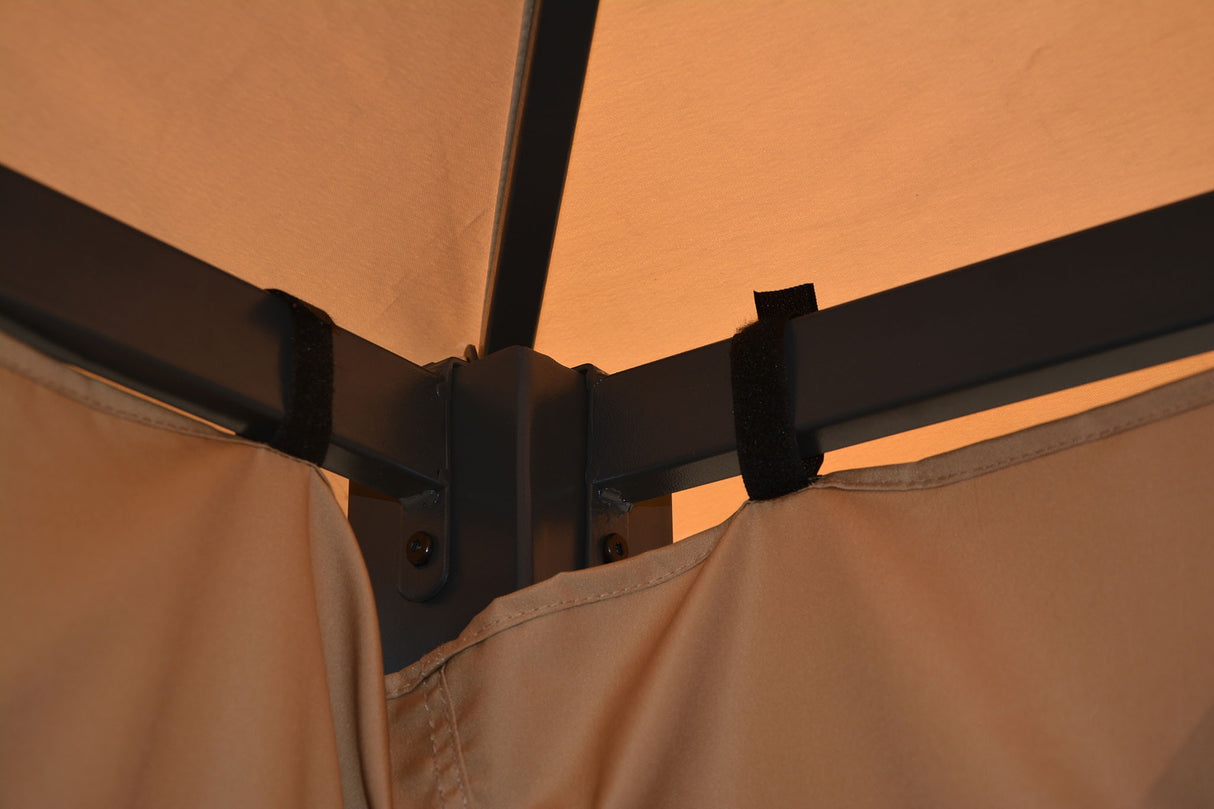 Eden Rectangular Gazebo with Curtains in Taupe (4m x 3m) - Mill Race Garden Centre