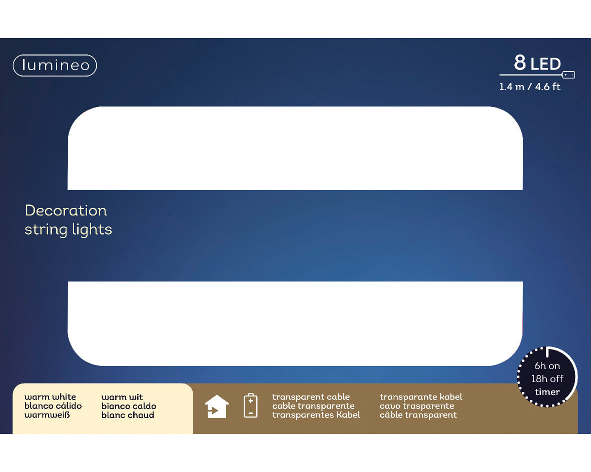 175cm Warm White 8 LEDs Frost Indoor Battery Operated String Lights by Lumineo - Mill Race Garden Centre