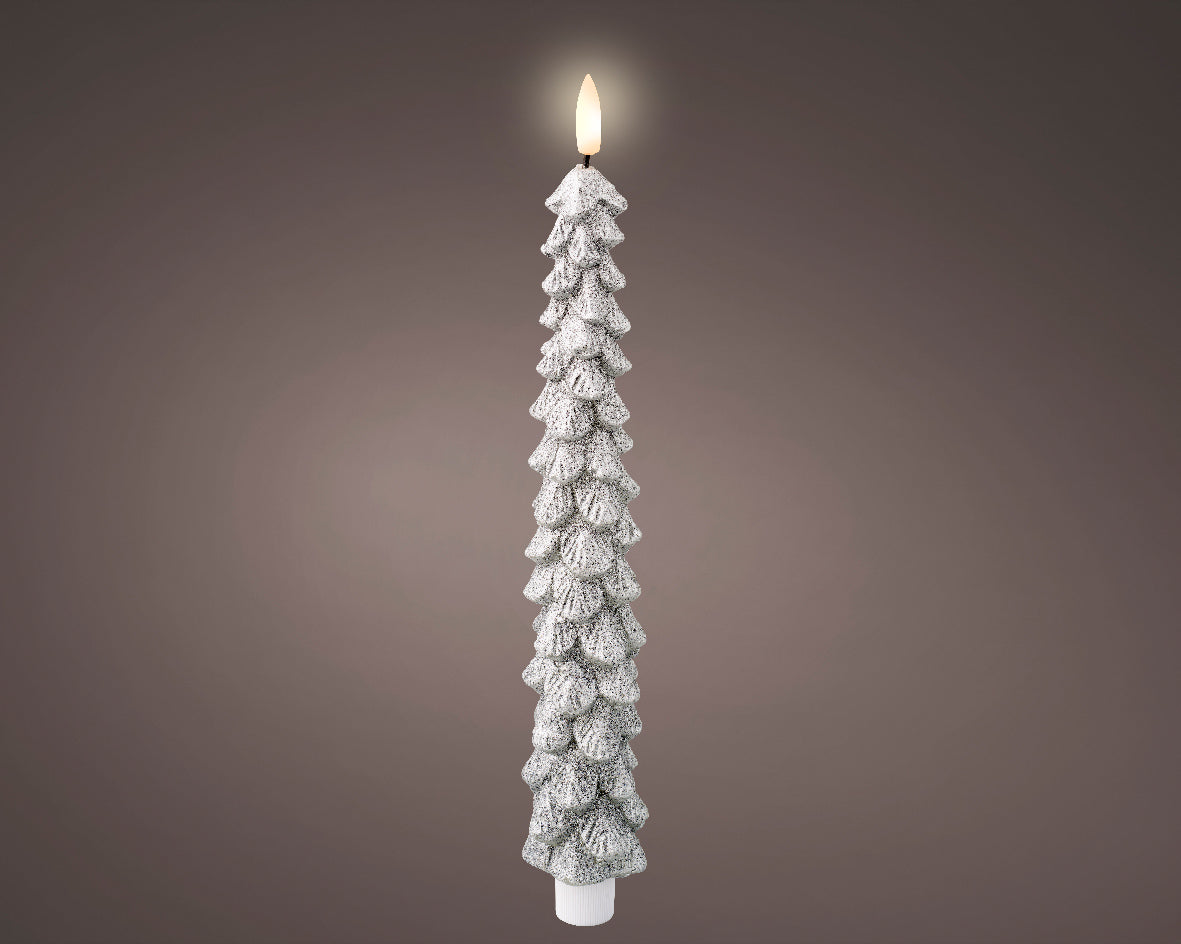 29cm LED Warm White Wick Silver Tree Candle by Lumineo - Mill Race Garden Centre