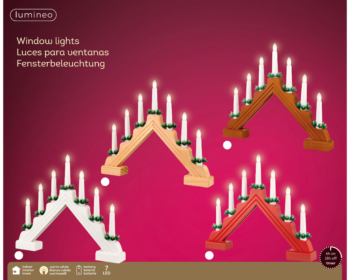 LED Red Candle Bridge Window Lights by Kaemingk - Mill Race Garden Centre