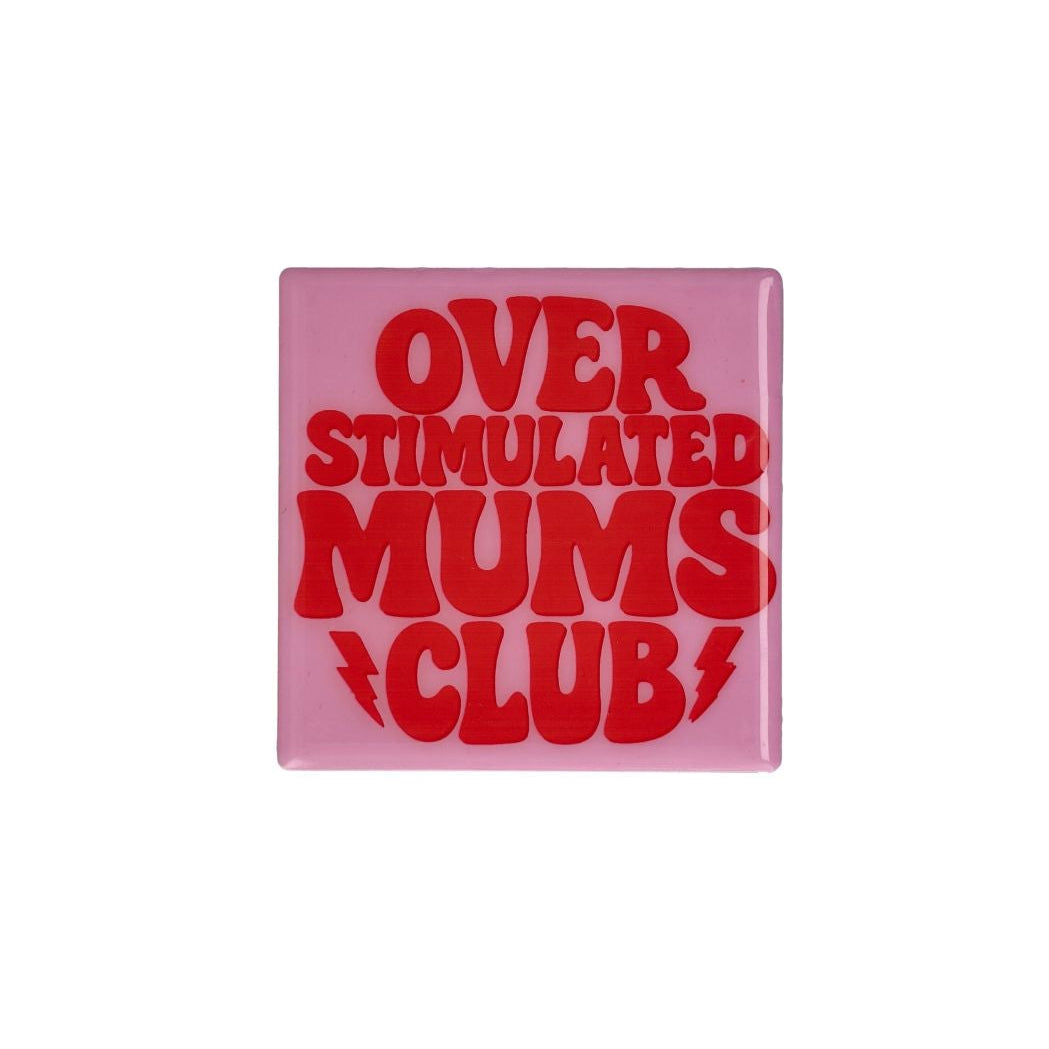 Pink terracotta coaster featuring the Love Tiles Mums Club slogan by Gift Company, perfect for home decor and gifts.