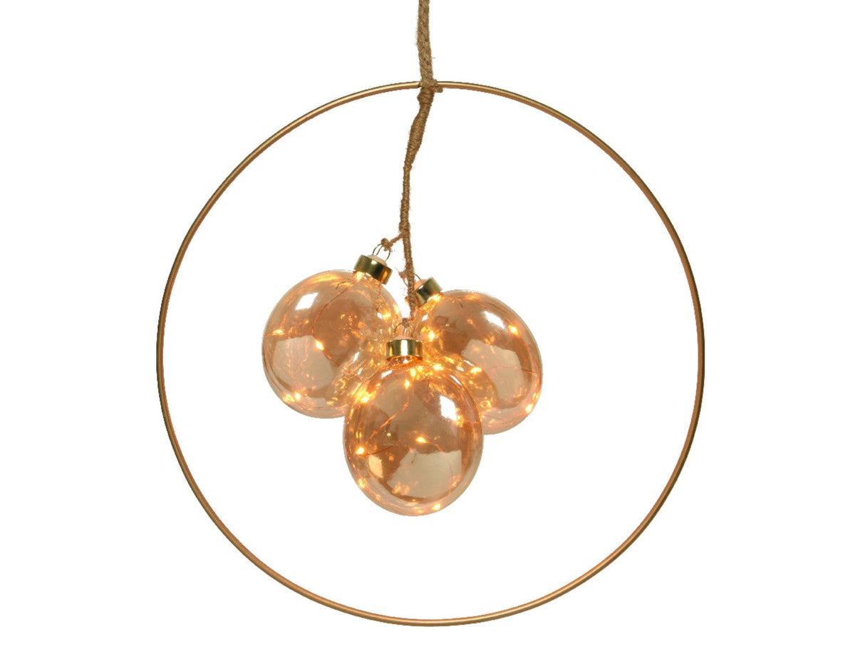 Lumineo Micro LED Hanging Ball Decoration Amber/Warm White 20cm - Mill Race Garden Centre