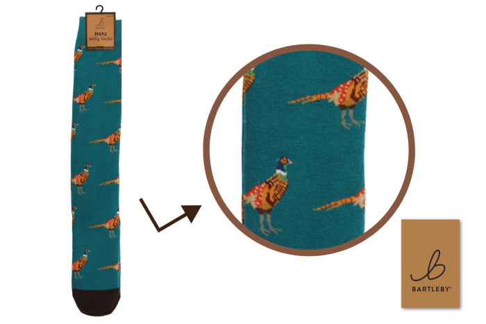 Mens Funky Welly Socks - Golden Pheasant by Bartleby - Mill Race Garden Centre