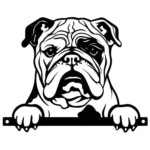 Metal Bulldog Peeking Dog Silhouette by Primus - Mill Race Garden Centre