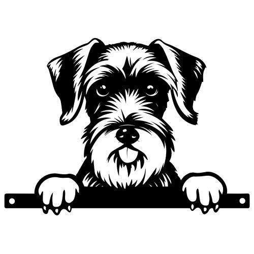 Metal Schnauzer Peeking Dog Silhouette by Primus - Mill Race Garden Centre