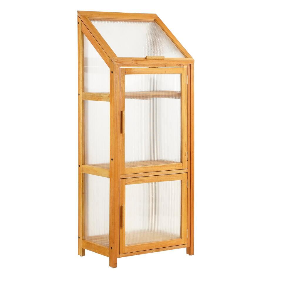 Mica Decorations Caminia Wooden Greenhouse Large – Mahogany Wood