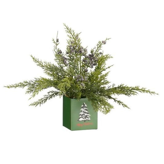 Mica Decorations Artificial Cypress in Green Pot – H30 x Ø25 cm – Seasonal Christmas Decoration