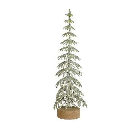 Mica Decorations Green Frosted Christmas Tree (H20 × D7 cm) – Mini Tabletop Snowy Pine Tree Ornament
