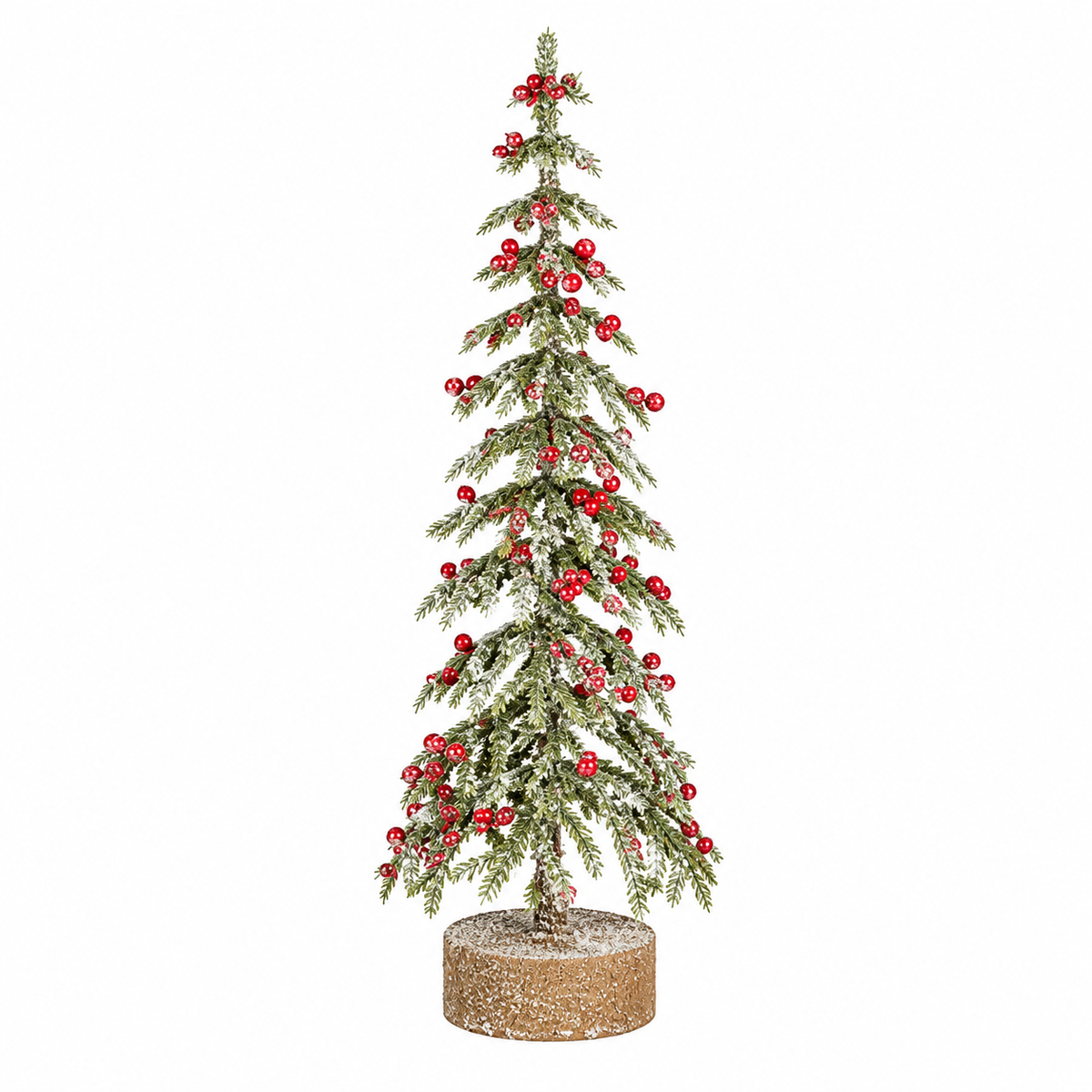 Mica Decorations Green Frosted Christmas Tree (H20 × D7 cm) – Compact Tabletop Snowy Pine Tree Ornament