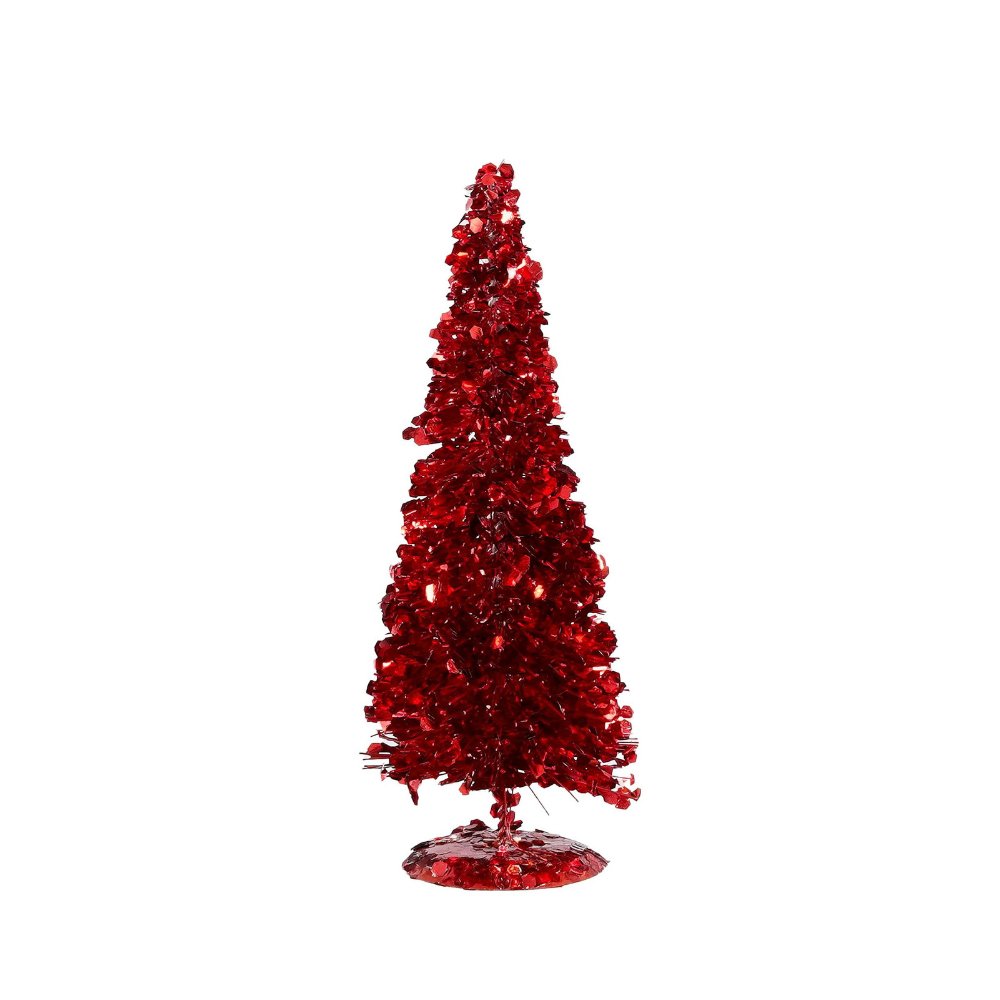 Mica Decorations Red Sequin Decorative Christmas Tree (H30 × D11 cm) – Shimmering Tabletop Holiday Tree Ornament