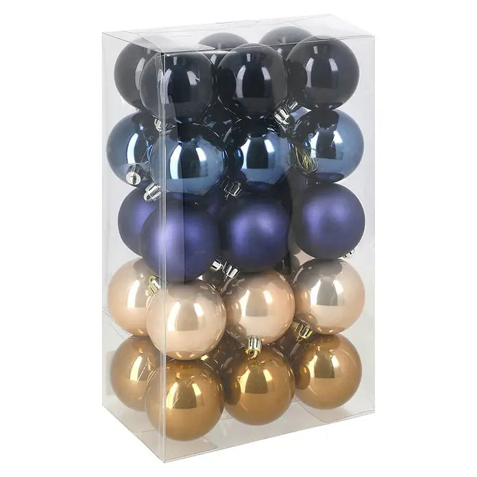 Mica Decorations Shatterproof Christmas Baubles (Pack of 30, 4 cm) – Recycled Polystyrene Tree Ornaments - Blue, Purple, Cream, Light Brown
