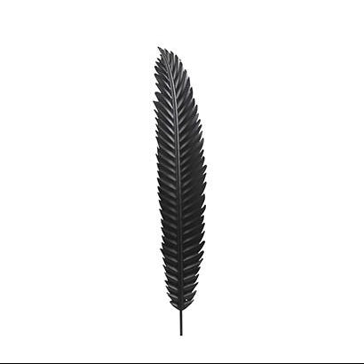 Mica Decorations Yuto Leaf Wall Decoration Black – 92 x 16 cm – Iron Metal Wall Art