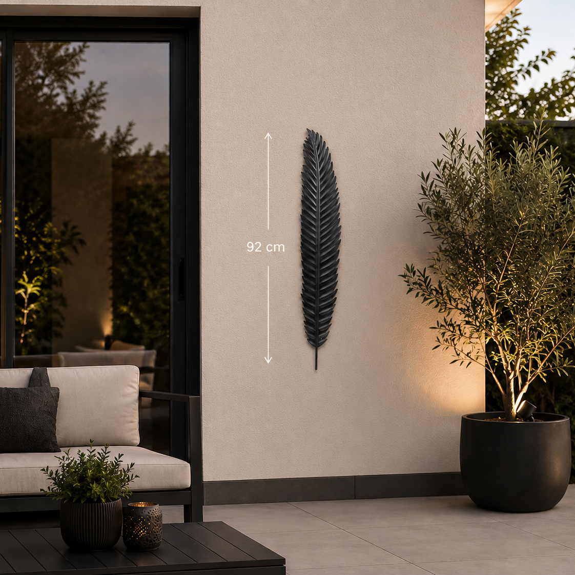 Mica Decorations Yuto Leaf Wall Decoration Black – 92 x 16 cm – Iron Metal Wall Art