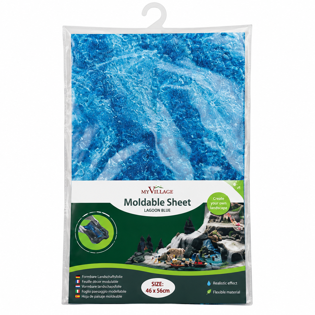 My Village Form-It Mouldable Sheet Ocean (50 × 30 cm) – Flexible 3D Water & Ice Landscape Foil | Fire-Resistant & Waterproof | FI011