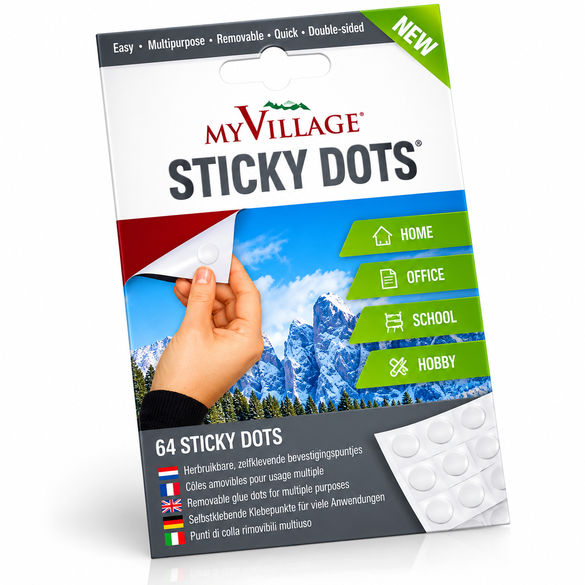 My Village Sticky Dots Glue Dots (64 Pack) – Removable Adhesive Fixings for Lemax & Christmas Village Figurines