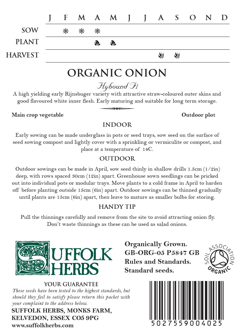 Onion Hybound F1 by Kings Seeds - Mill Race Garden Centre