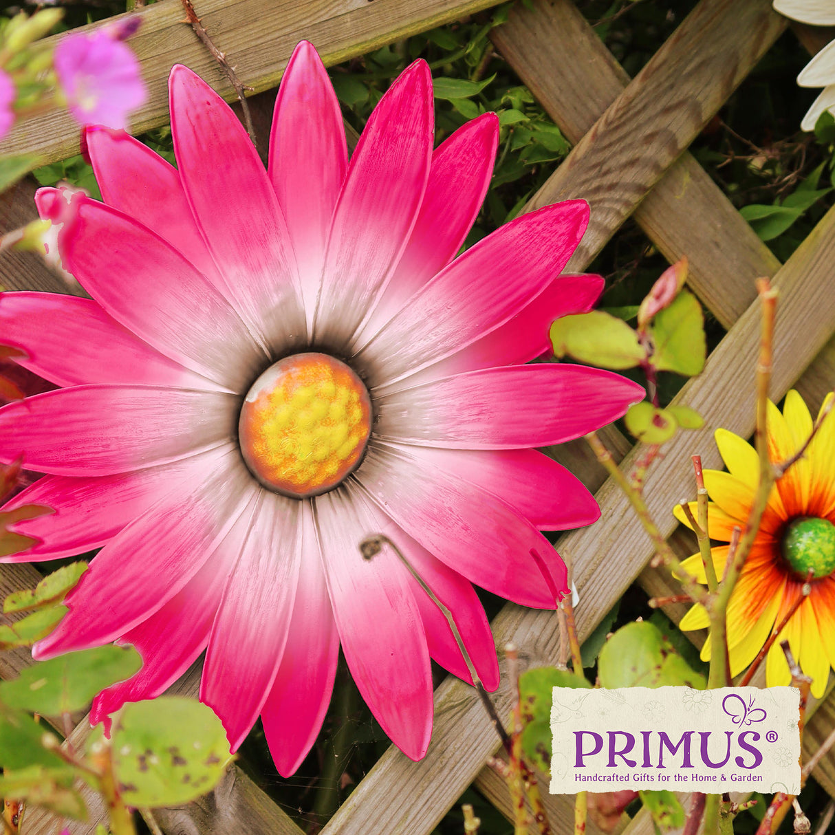 Large Metal Pink Daisy Wall Ornament – Elegant Garden & Home Decor - Mill Race Garden Centre