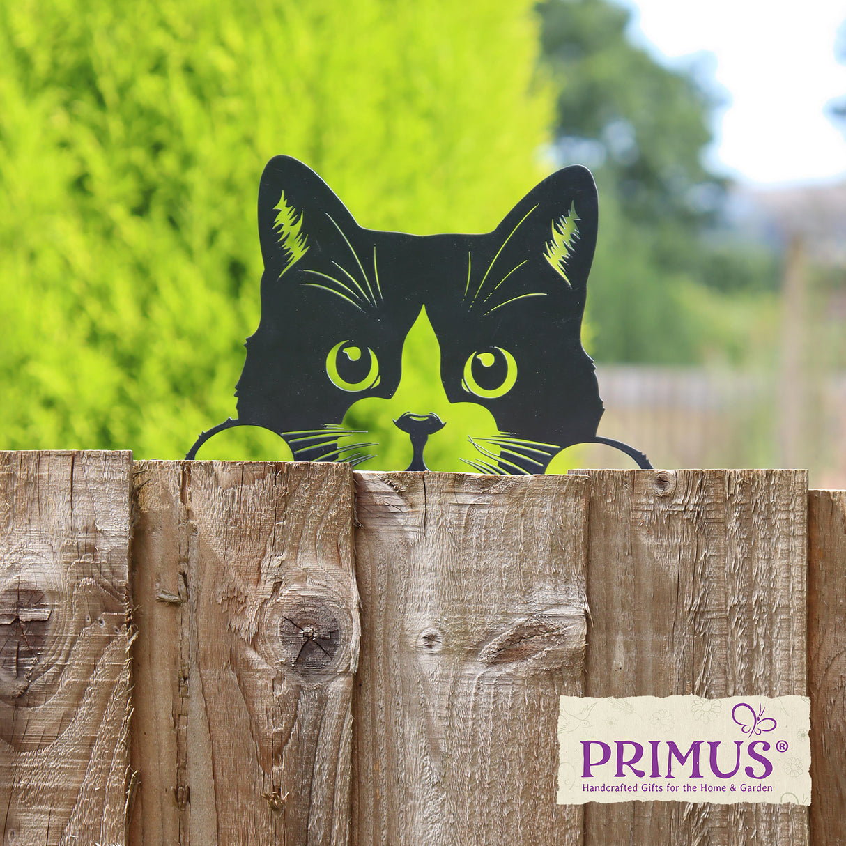 Metal Peeking Cat Silhouette Garden Decor by Primus - Mill Race Garden Centre