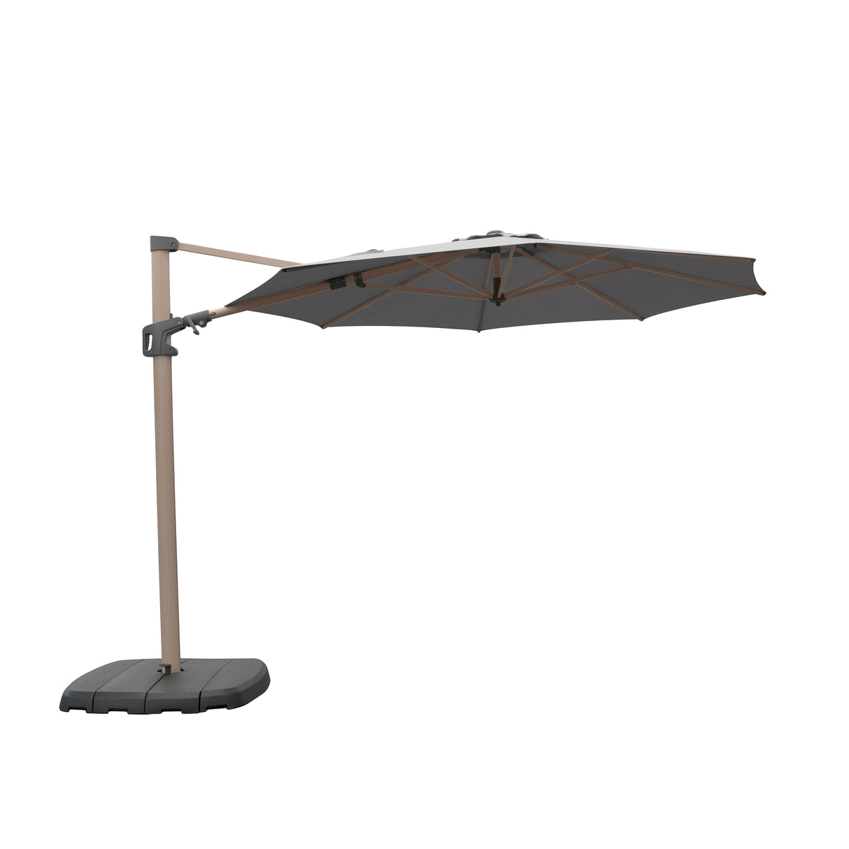 Kettler 3m Round Free Arm Parasol Wood Effect Frame With Slate Canopy - Mill Race Garden Centre