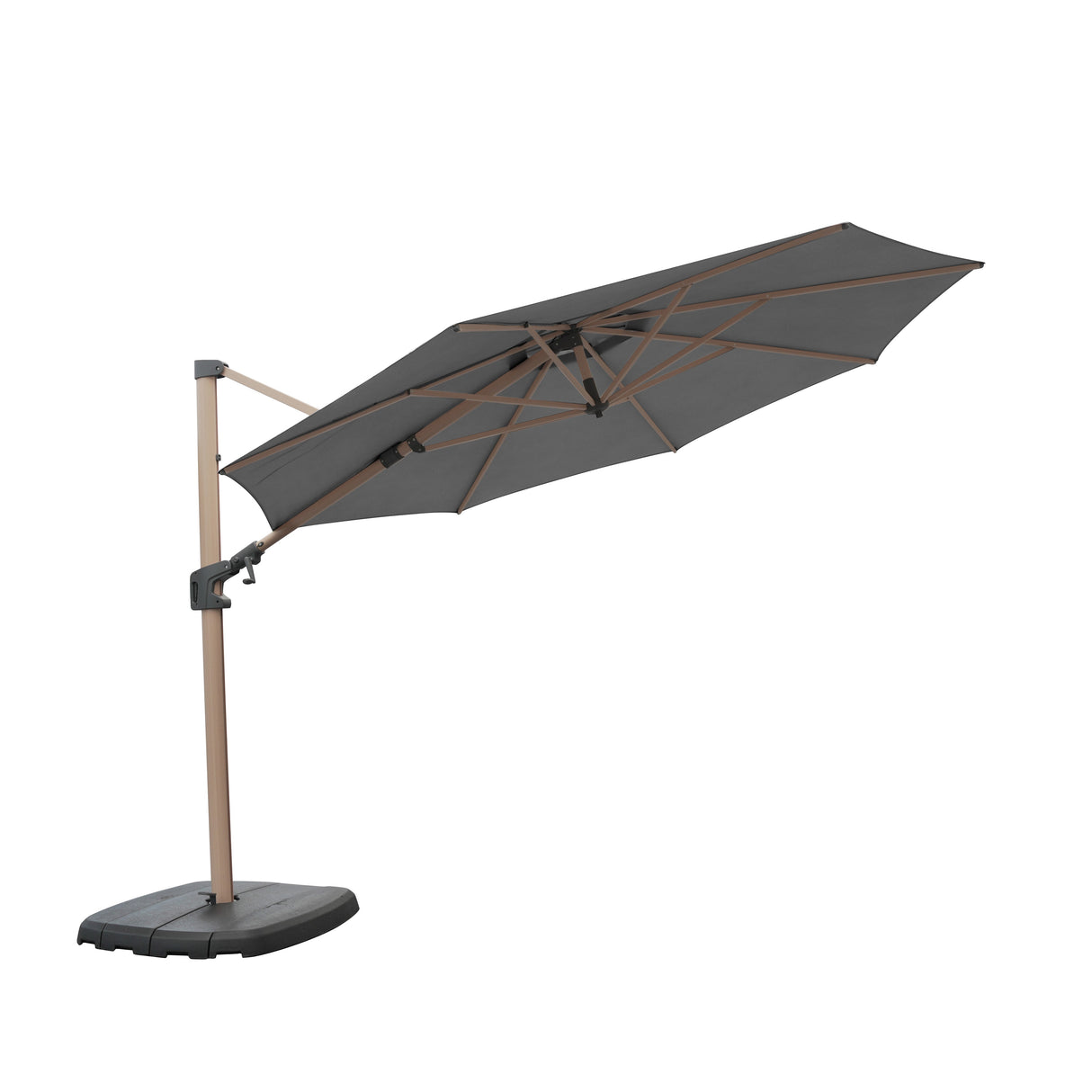 Kettler 3m Round Free Arm Parasol Wood Effect Frame With Slate Canopy - Mill Race Garden Centre