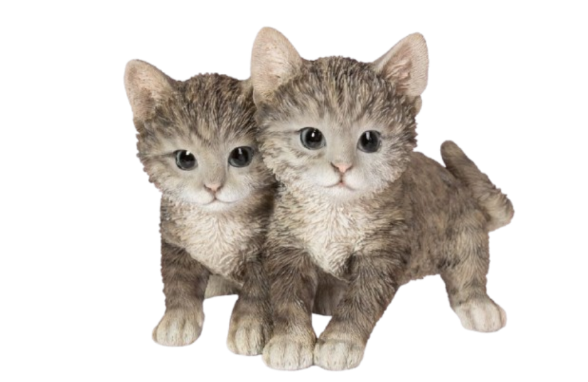Vivid Arts Real Life Playful Tabby Kittens resin ornament, size D, featuring two cute, detailed tabby kittens in playful pose.