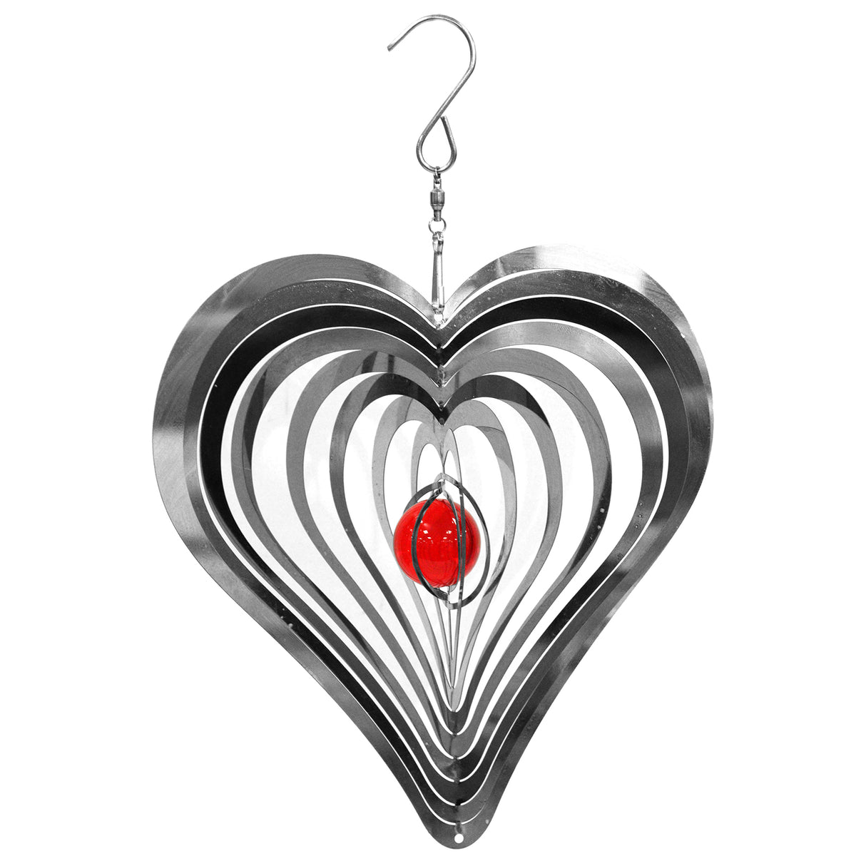 Love Heart Stainless Steel Hanging Wind Spinner – Elegant Garden & Patio Decor with Soothing Motion by Primus - Mill Race Garden Centre