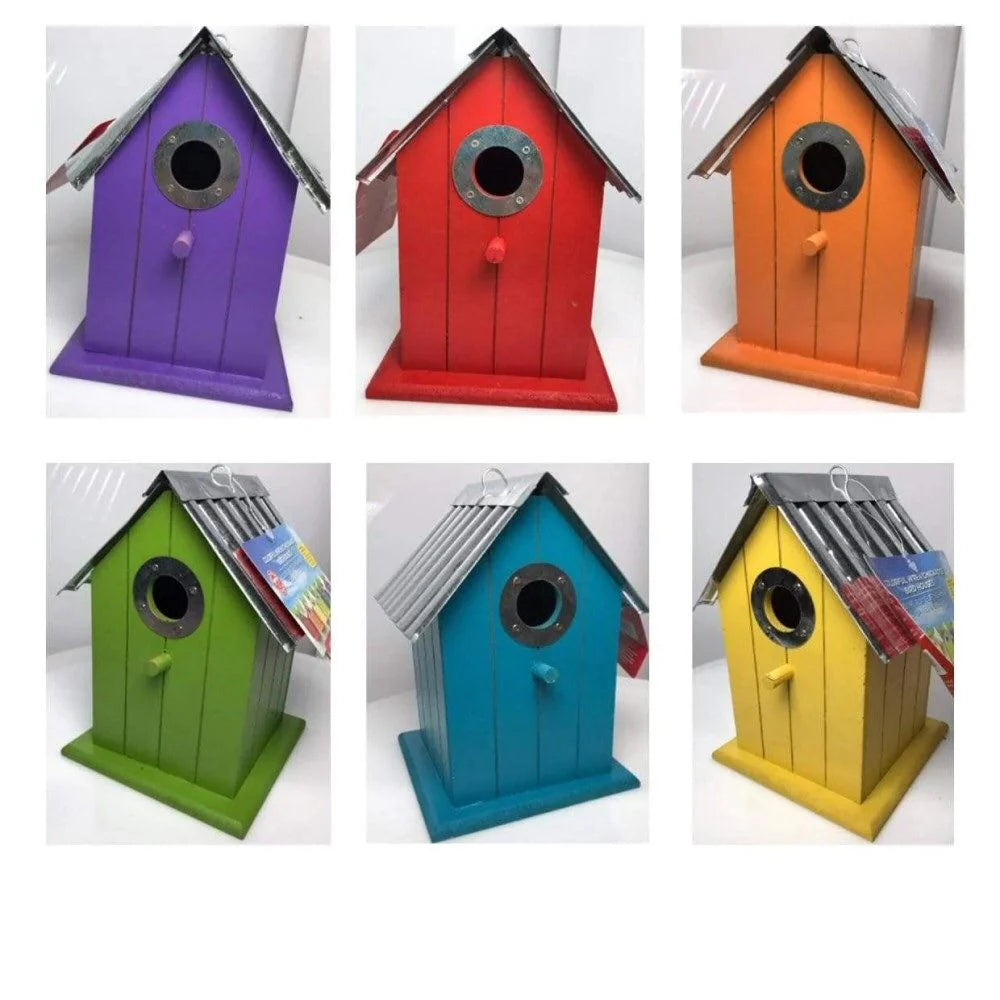 Panacea Corrugated Metal Colourful Bird Houses Assorted Colours - Mill Race Garden Centre