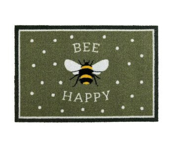 Eco Flex Washable Green Doormat Bee Happy 50x75cm - Mill Race Garden Centre
