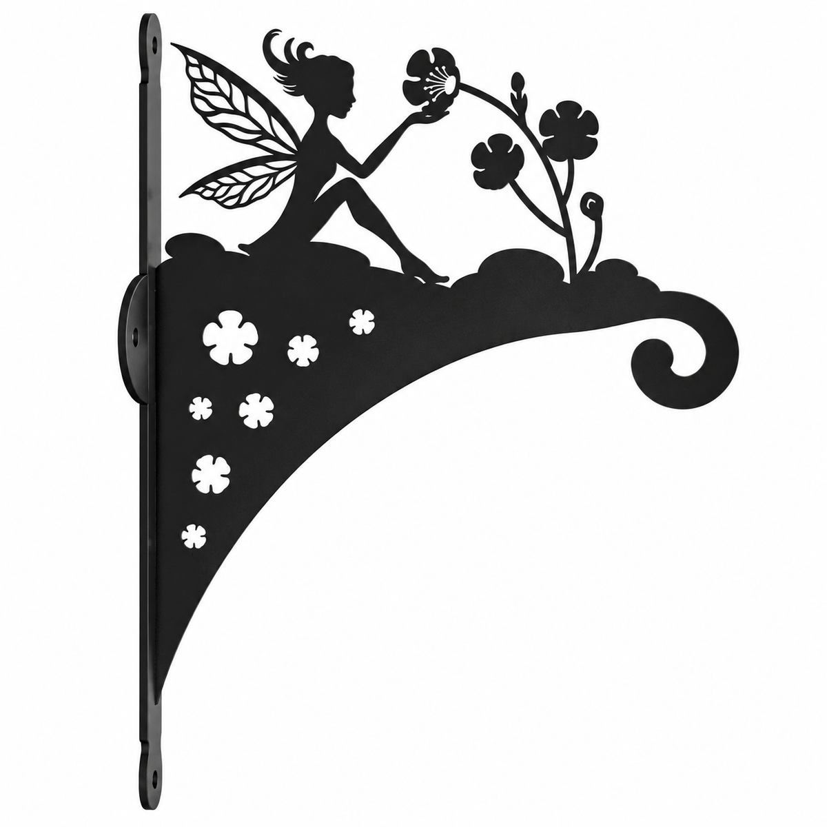 Primus Metal Fairy Hanging Basket Bracket – Heavy-Duty Decorative Wall Bracket (36 cm × 25 cm)