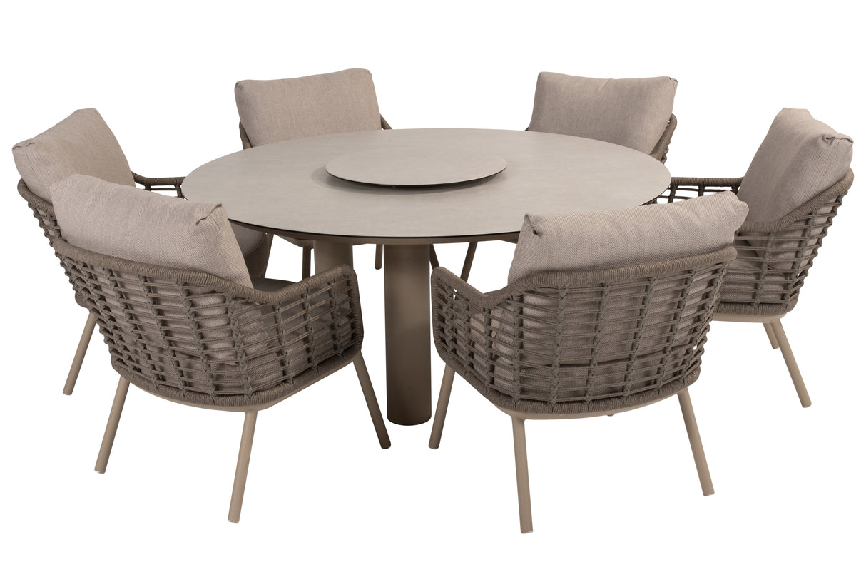 4 Seasons Outdoor Puglia Six Seat Round Low Dining Set - Mill Race Garden Centre