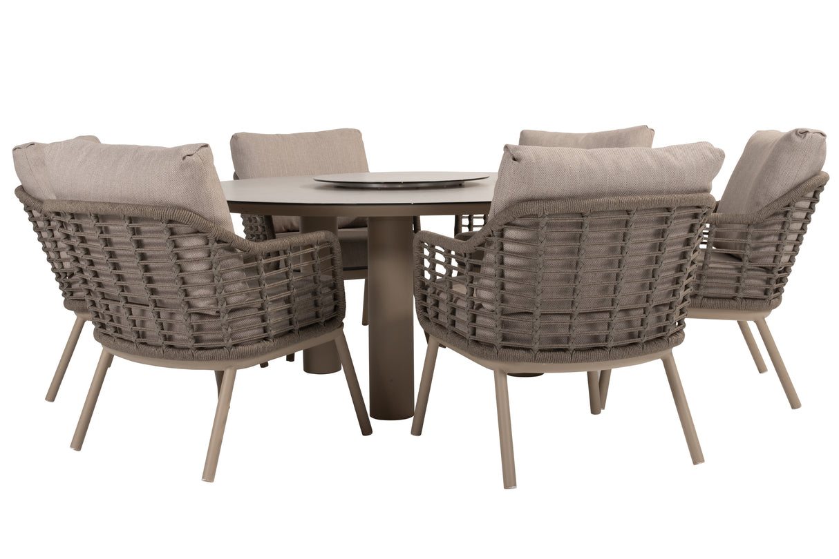 4 Seasons Outdoor Puglia Six Seat Round Low Dining Set - Mill Race Garden Centre