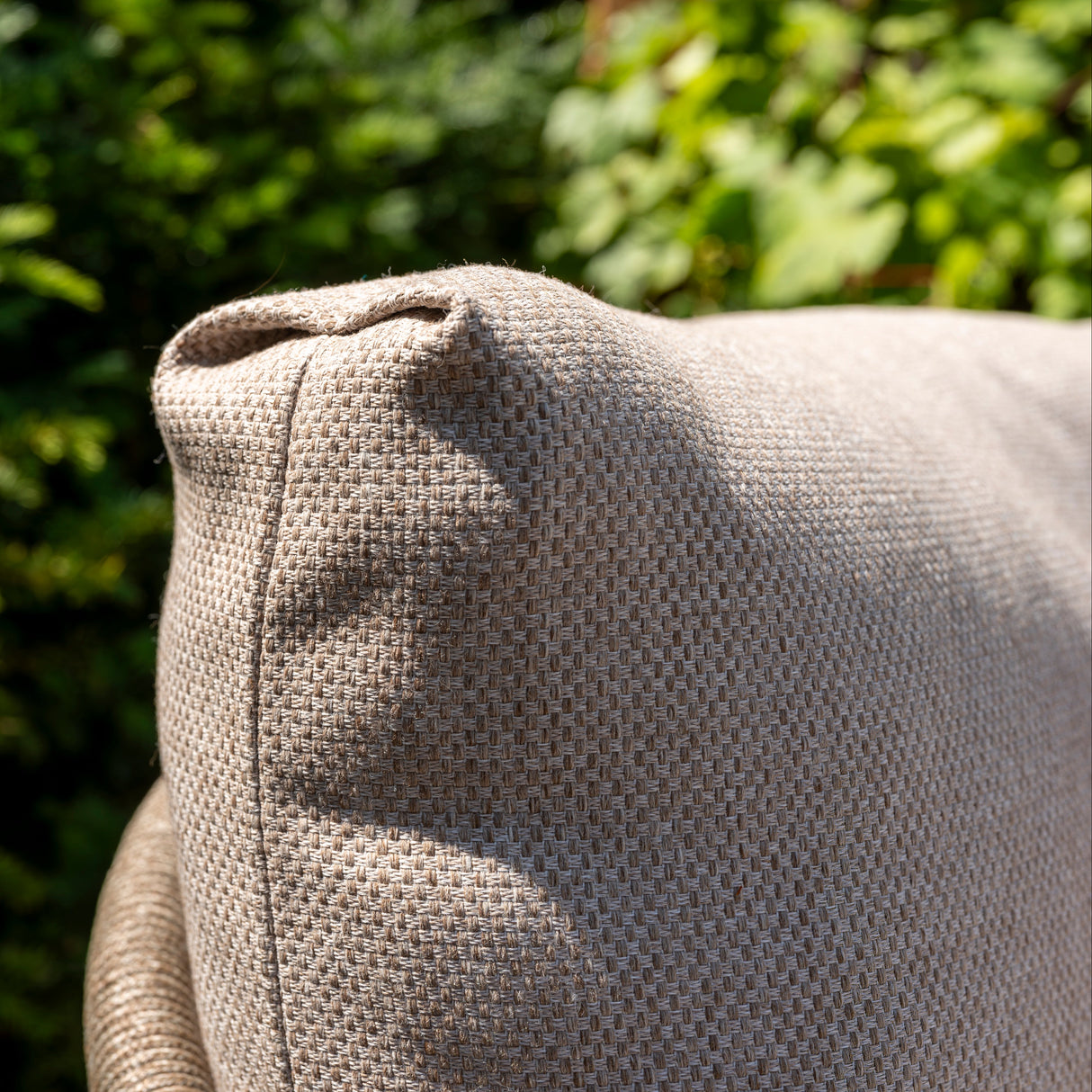 4 Seasons Outdoor Puglia Lounge LUX set in latte featuring a 3-seater sofa, chairs, footstool, and tables.