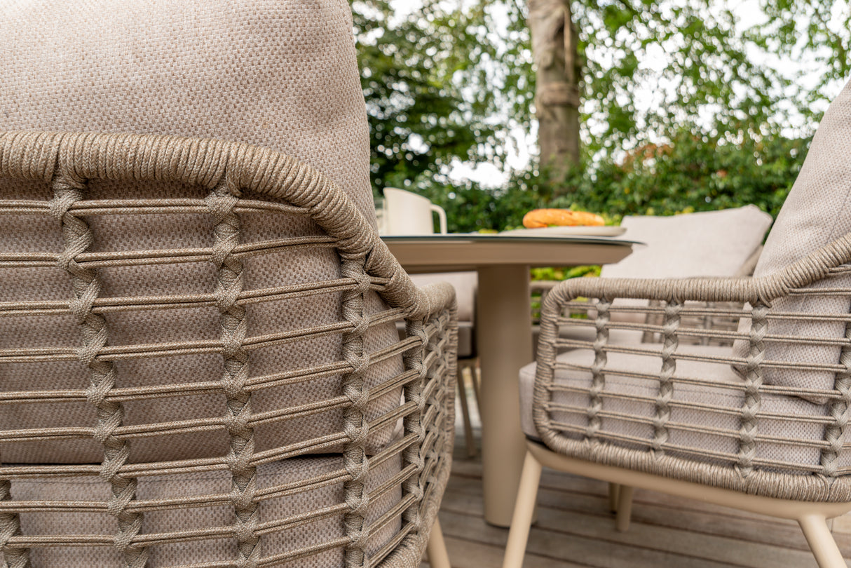 4 Seasons Outdoor Puglia Six Seat Round Low Dining Set - Mill Race Garden Centre