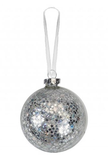 Silver Stars Bauble Christmas Tree Decoration - Mill Race Garden Centre