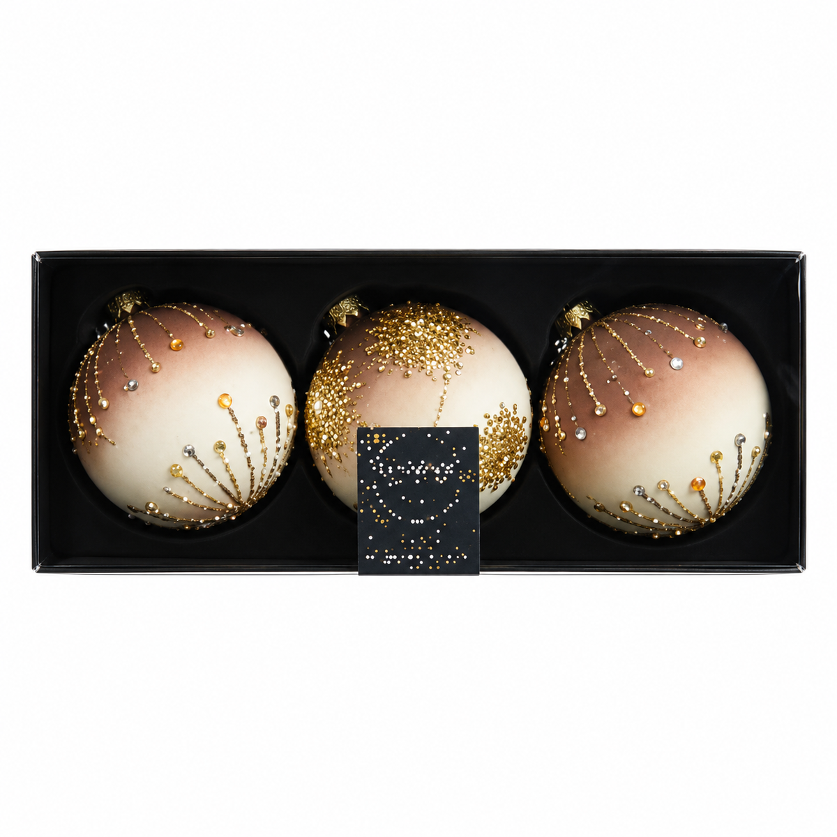 8cm Gold Cap & Organza Ribbon Glass Bauble by Kaemingk
