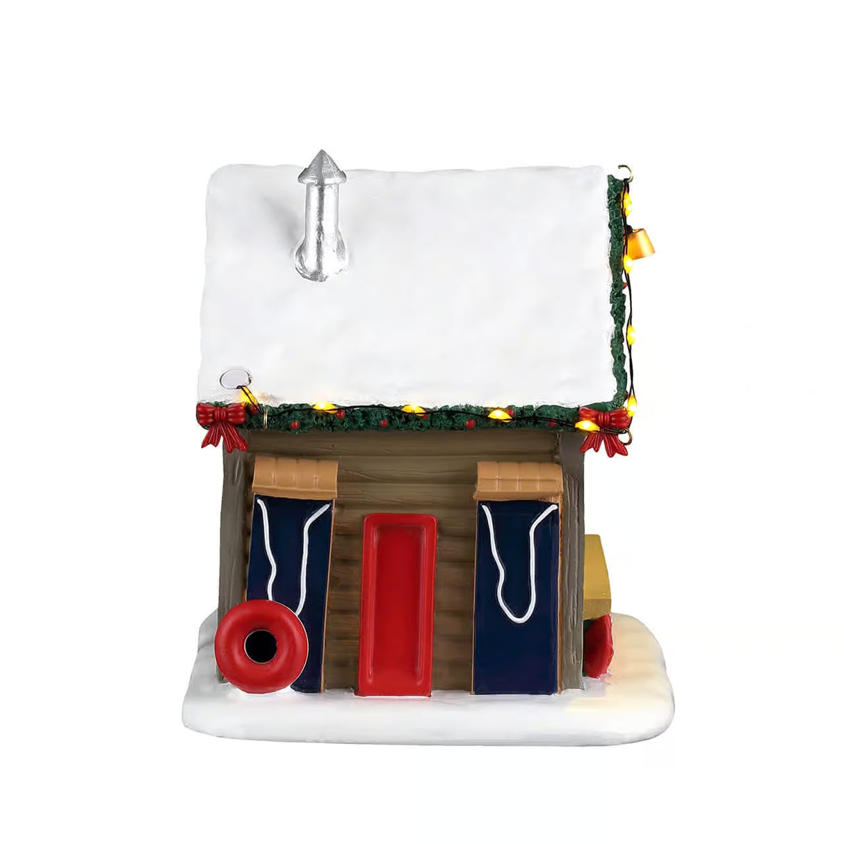 Lemax Slopeside Sled Rental Christmas Village table accent with miniature sled and snow scene for holiday decor.