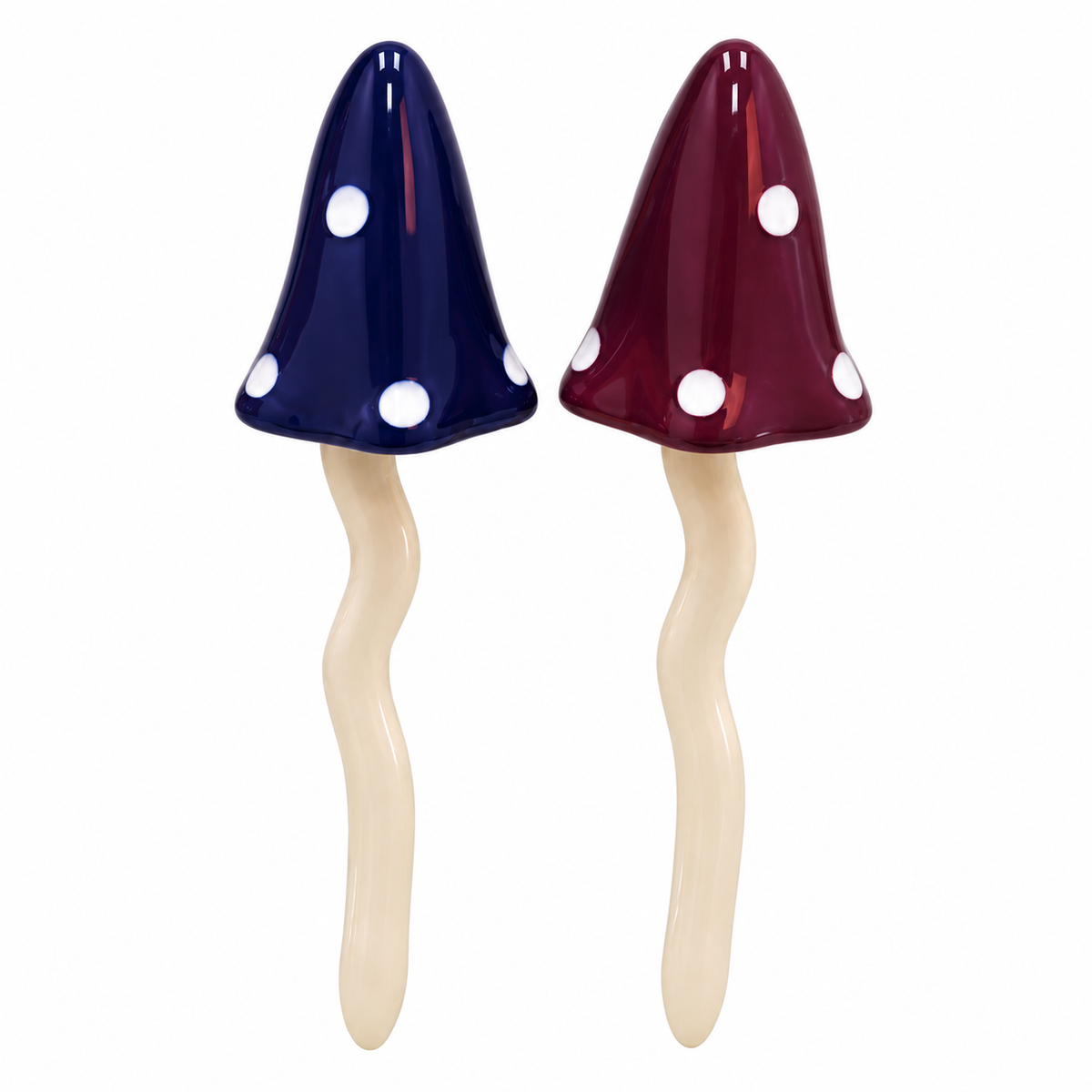 Small Polka Dot Ceramic Toadstool Garden Ornament – 25 cm (Assorted Colors)