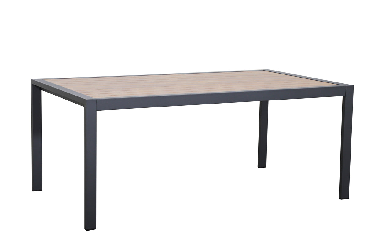 Hartman Sonas 6-seat rectangular aluminium dining set with a table and chairs, ideal for outdoor garden dining spaces.