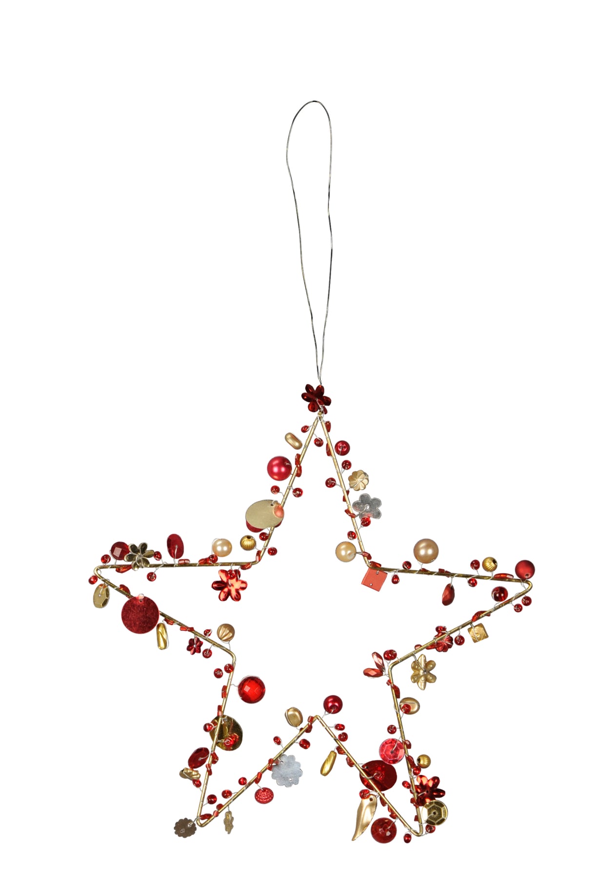 17cm Rose Gold Hanging Star Christmas Decoration - Mill Race Garden Centre