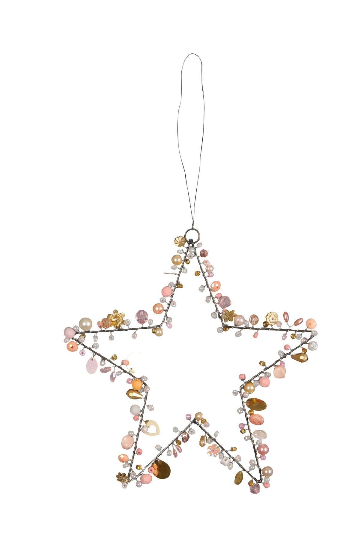 19cm Rose Gold Hanging Star Christmas Decoration - Mill Race Garden Centre