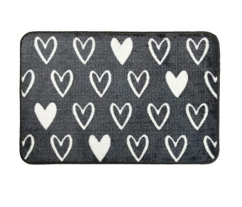 Supersoft Washable Doormat Grey Hearts 50x75cm - Mill Race Garden Centre